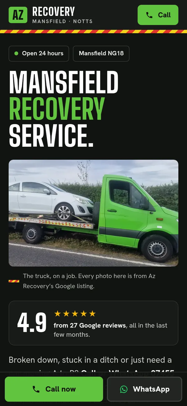 AZ Recovery website on a phone